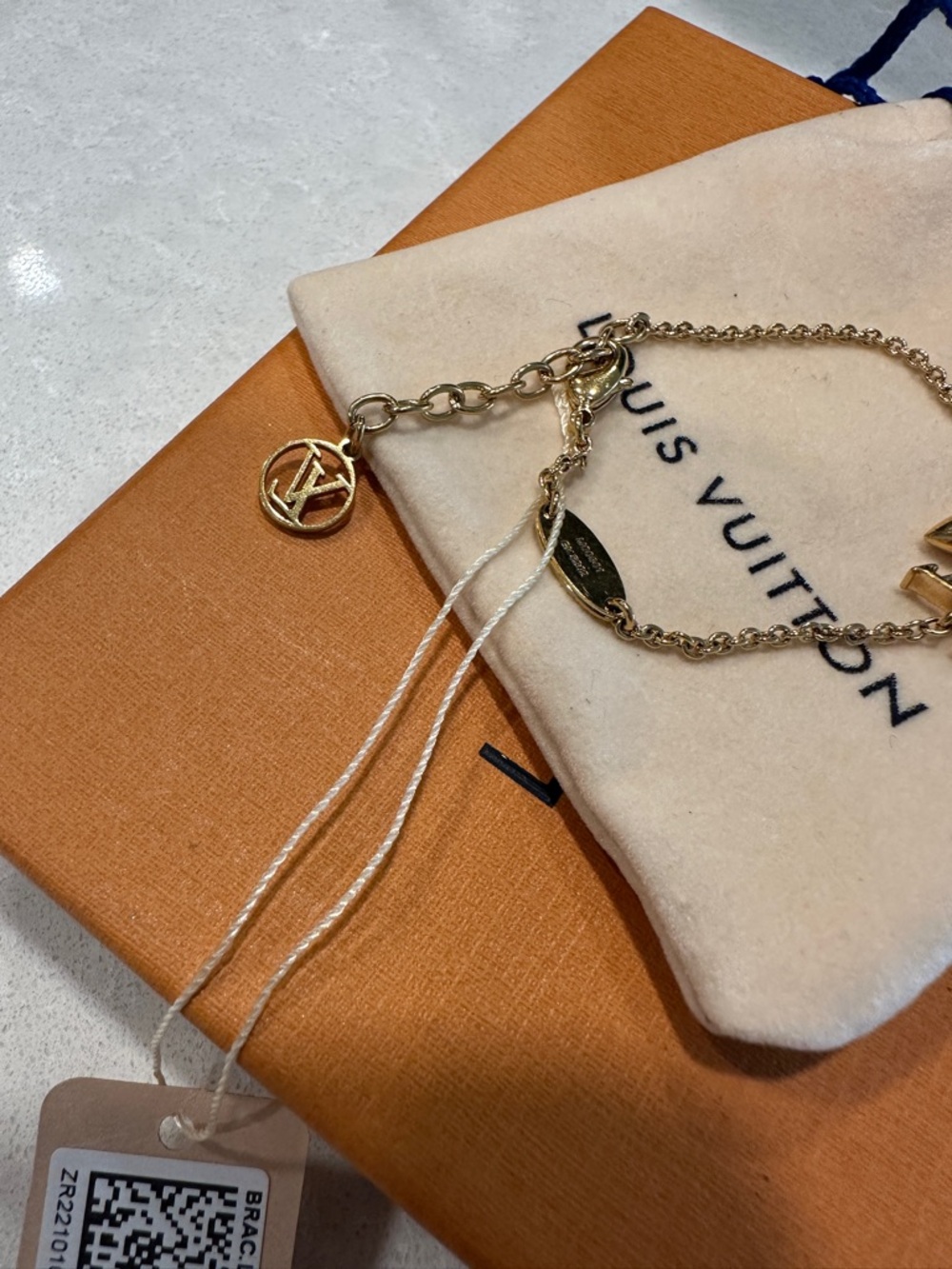 Louis Vuitton Gold and Pink Crystal LV Charm Bracelet - Picture 2 of 14